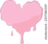 Vector illustration of pink glaze heart with melting effect. Sweet concept background