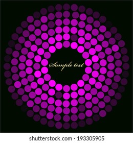 Vector illustration of Pink   globe on black background with gold text