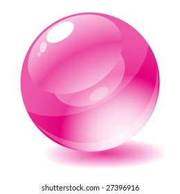 Vector illustration. Pink glossy circle web button.