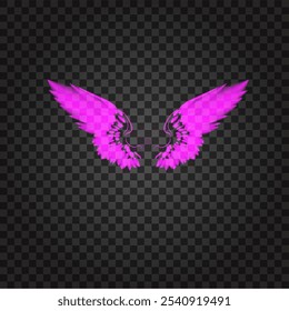 vector illustration of pink glowing wings