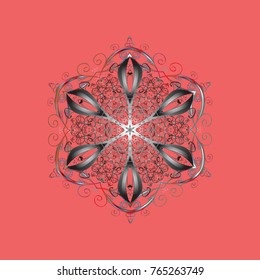 Vector illustration with pink, gray and brown isolated snowflake. Symbol of winter. Isolated watercolor snowflakes on pink, gray and brown colors. Beautiful decoration.