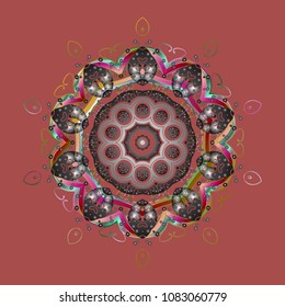 Vector illustration. Pink, gray and green snowflakes on a pink, gray and green colors. Snowflake vector pattern. Isolated cute snowflakes on colorful background.