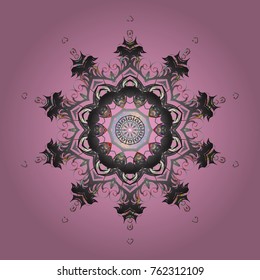 Vector illustration. Pink, gray and neutral colors. Christmas pattern with snowflakes abstract background. Holiday design for Christmas and New Year fashion prints.