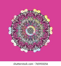 Vector illustration. Pink, gray and white snowflakes. Holiday design for Christmas and New Year fashion prints. Christmas pattern with snowflakes abstract background.