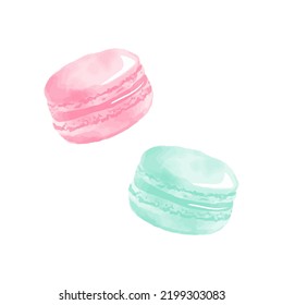 vector illustration of pink and green macarons in watercolor for banners, cards, flyers, social media wallpapers, etc.