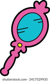 Vector illustration of a pink hand mirror.