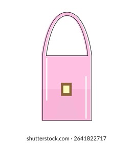 Vector illustration of pink handbag with brown and yellow lock.