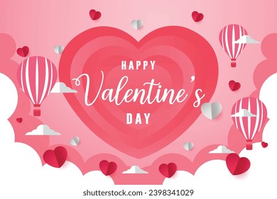 Vector illustration Pink happy valentines day background with hearts and text