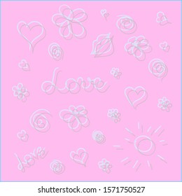 vector  illustration pink heart  flower bright sun valentines day celebrate 14 february   background