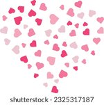 Vector illustration of a pink heart made up of many small hearts.