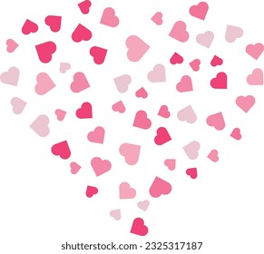 Vector illustration of a pink heart made up of many small hearts.