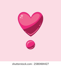 Vector illustration with pink heart on pink background. Cute illustration for Valentine's Day.