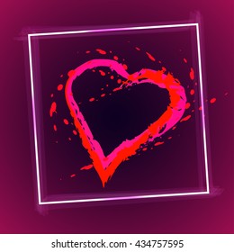 vector illustration of pink heart on dark background