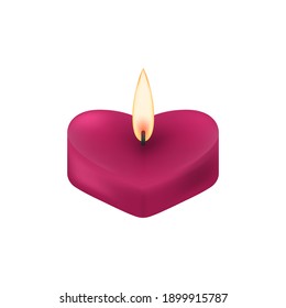 Vector illustration of a pink heart shaped candle.