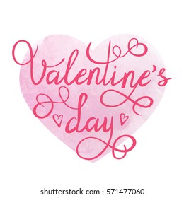 Vector illustration of a pink heart with simple text 'Valentine's day'