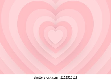 Vector illustration pink heart striped pattern 3d shape shell style,Heart love abstract