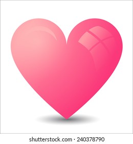 Vector illustration of a pink heart with window reflections on the surface