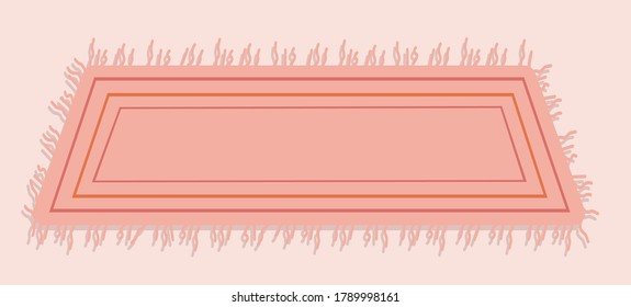 Vector illustration of a pink home carpet with on a pink background. Carpet for illustration, icon, print, banner, advertisement, website, fabric, sticker, poster. Home comfort.