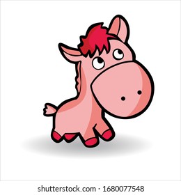 vector illustration of a pink horse cartoon