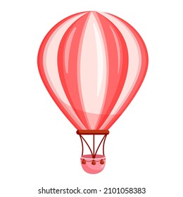 Vector illustration of pink hot air balloon for valentine's day for postcard, textile, decor, poster. Greeting card