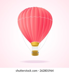 Vector illustration pink hot air ballons  isolated on white background. 