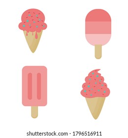 Vector and illustration of pink ice cream set.