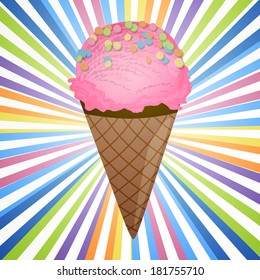 Vector Illustration of Pink Ice Cream