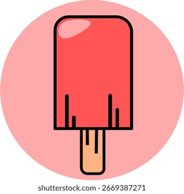 vector illustration of pink ice cream adorable isolated