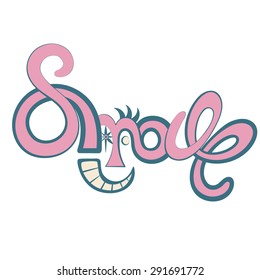 Vector illustration: pink inscription "Small" made with ligature calligraphy isolated on white background
