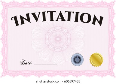 Vector Illustration of Pink invitation template
