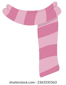 Vector illustration pink knitted scarf isolated on white background. Winter scarf