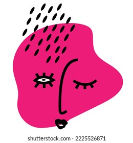Vector illustration pink lady abstract line art