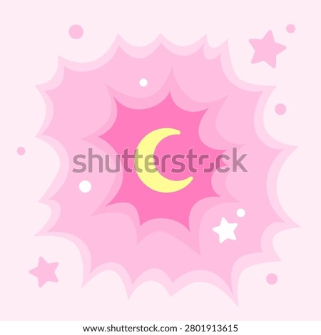 Vector illustration of a pink landscape with a moon
