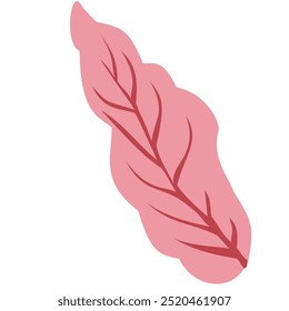 Icono de la naturaleza de la planta de la hoja rosa de la Ilustración vectorial, flor lisa o planta. Elemento de decoración en colores rosados. Ilustración vectorial dibujada en estilo de dibujos animados aislado sobre fondo blanco