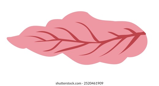 Icono de la naturaleza de la planta de la hoja rosa de la Ilustración vectorial, flor lisa o planta. Elemento de decoración en colores rosados. Ilustración vectorial dibujada en estilo de dibujos animados aislado sobre fondo blanco