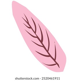 Icono de la naturaleza de la planta de la hoja rosa de la Ilustración vectorial, flor lisa o planta. Elemento de decoración en colores rosados. Ilustración vectorial dibujada en estilo de dibujos animados aislado sobre fondo blanco