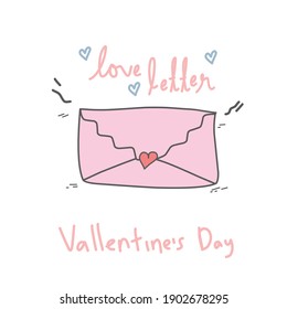 Vector illustration of pink letter, envelope or email concept suitable for Valentine's Day greetings, t-shirt graphics, posters, paper cut