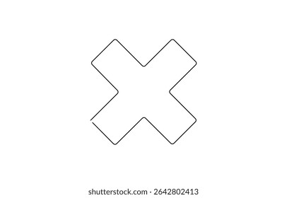 Vector illustration of Pink letter x from alphabet set, isolated on white background black and white drawing, Continuous line cross icon. One line icon. 