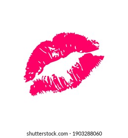 Vector illustration of pink lip print
