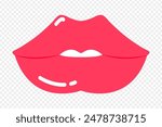 Vector illustration of pink lips on transparent background