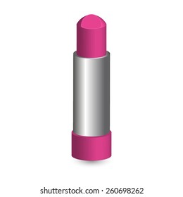 Vector illustration of Pink Lipstick 3 D in a silver case.