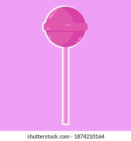 Vector illustration of a pink lollipop on a pink background.