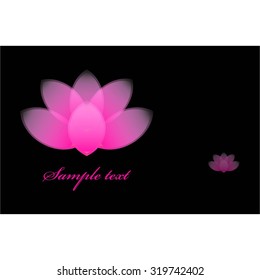 Vector illustration of Pink lotus on a black background