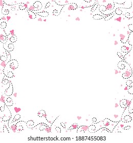 Vector illustration with pink love hearts on vintage background