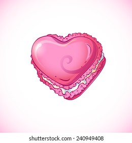 Vector illustration of pink macaroon heart.  Can be used for fabrics, wallpapers, scrap-booking, ornamental template for design and decoration, etc