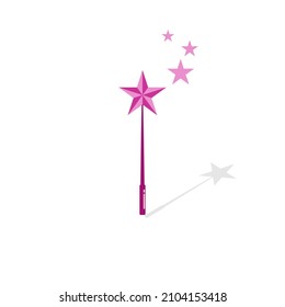 
Vector illustration of pink magic wand.Toy wizard star wand