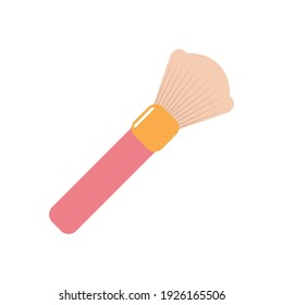 Ilustración vectorial de un pincel de maquillaje rosa sobre un fondo blanco.