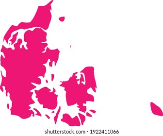 vector illustration of Pink map of Denmark