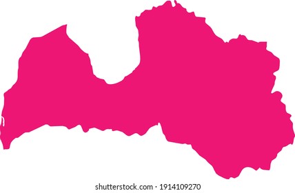 vector illustration of Pink map of Latvia