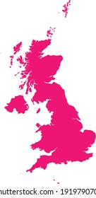 vector illustration of Pink map of United Kingdom